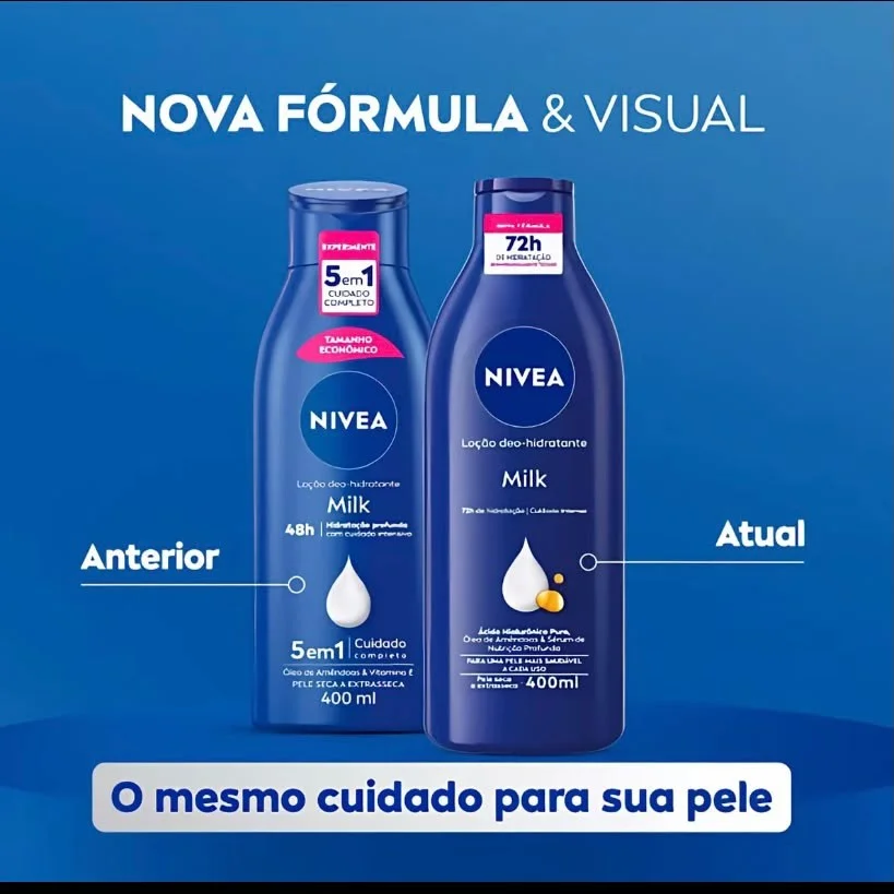 Kit Loção Nivea Body Milk Hidratante Pele Seca 72h 400ml